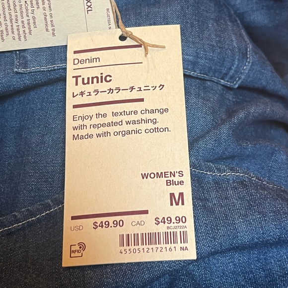 MUJI brand, long sleeve Woman’s denim tunic size M - Picture 3 of 10